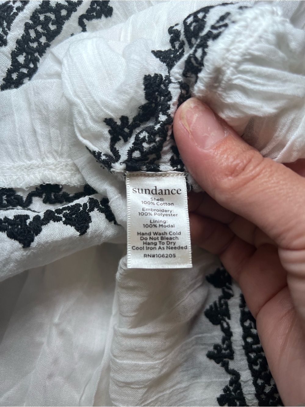 Sundance Sea La Vie Embroidered Dress White Black Size PM - Picture 14 of 14
